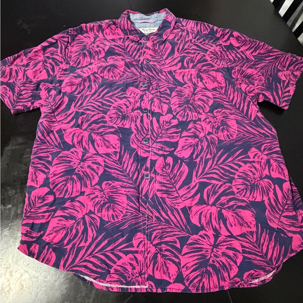 Men's Tommy Bahama Tropical Print Short-Sleeve Shirt - Purple/Navy